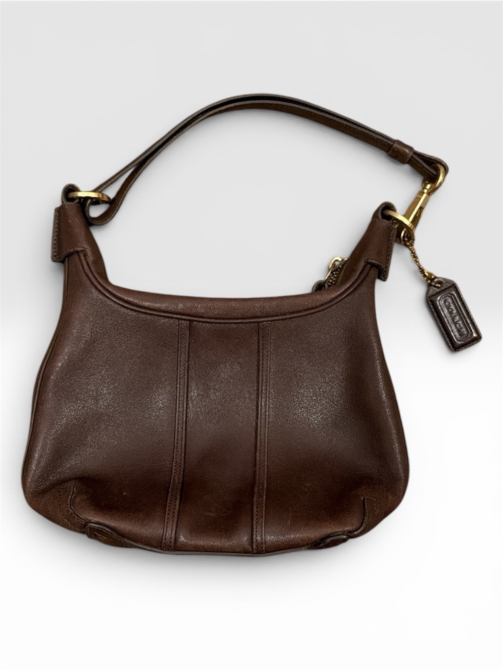 Coach Chocolate Mini Boho Brown Leather Shoulder Bag with Gold Hardware